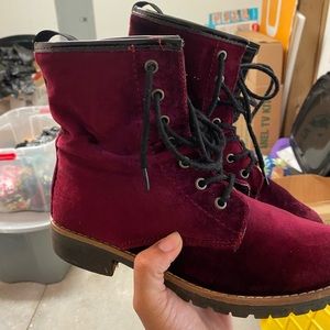 Steve Madden Velvet Red Combat Boots